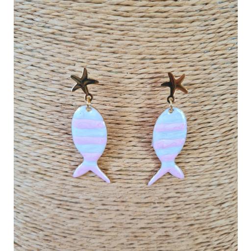 Pendientes Peces Rayas Rosas [0]
