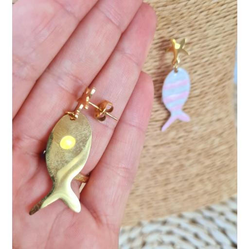 Pendientes Peces Rayas Rosas [1]