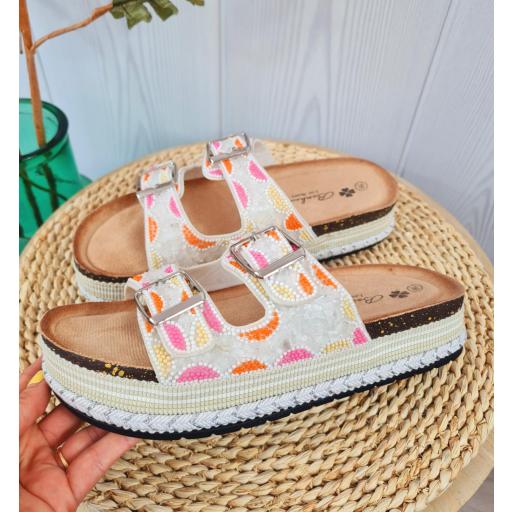Sandalias Blancas Hebilla