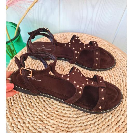 Sandalias Chocolate Tachas [0]