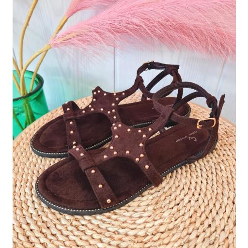 Sandalias Chocolate Tachas [3]