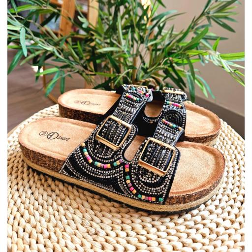 Sandalias Negras Hebilla