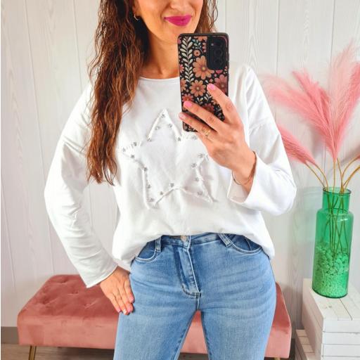 Sudadera Blanca Tachas