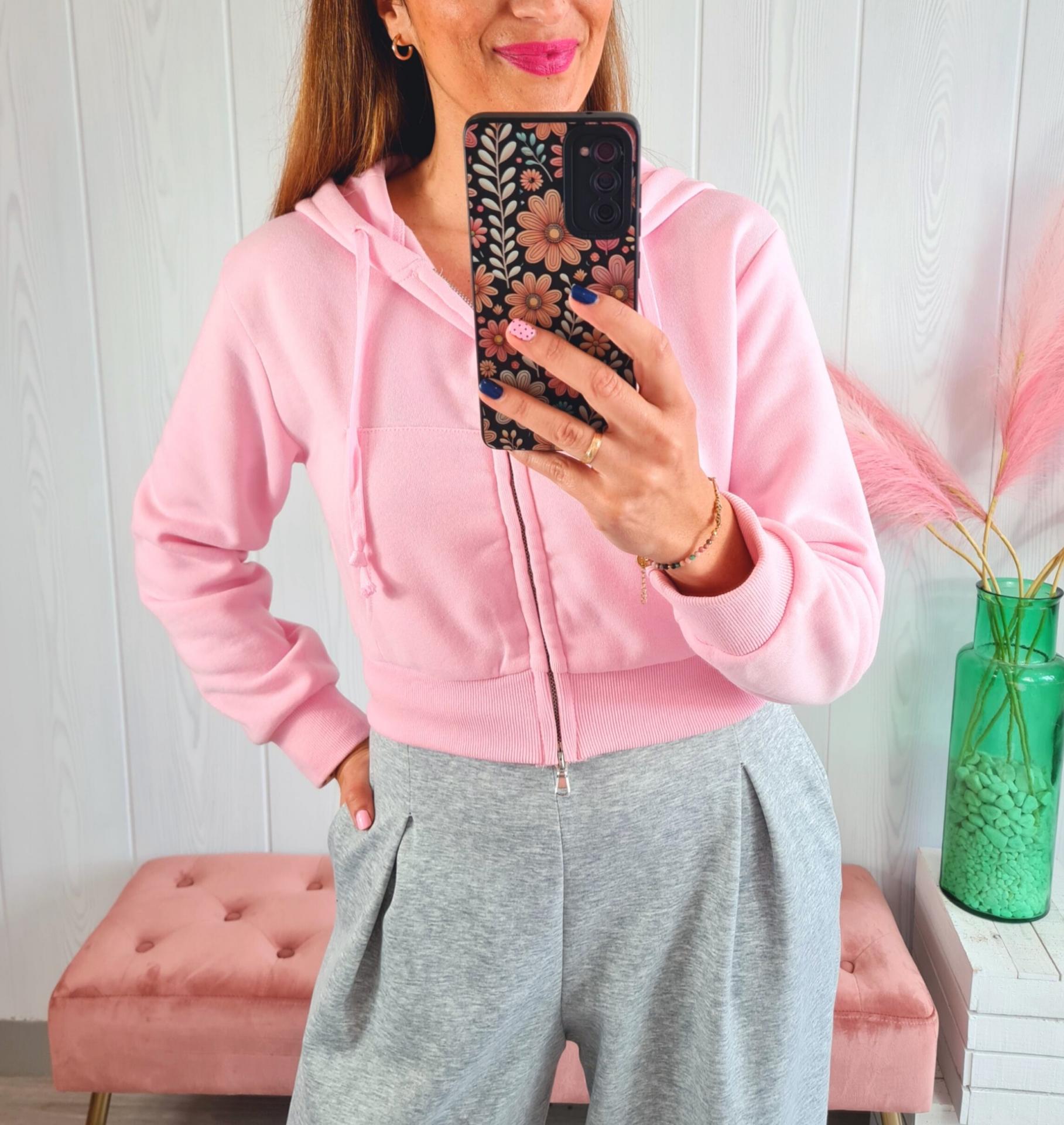 Sudadera Crop Rosa