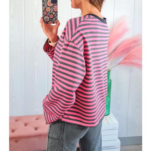 Sudadera Rayas Rosa [2]