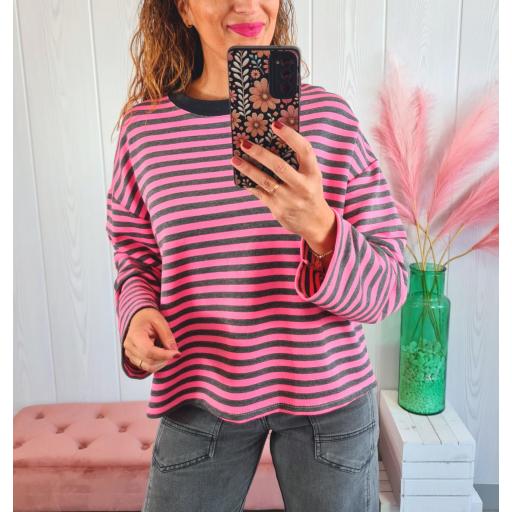 Sudadera Rayas Rosa [1]