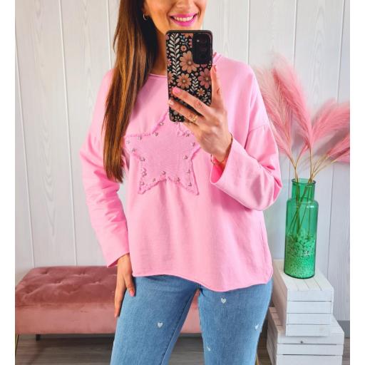 Sudadera Rosa Estrella Tachas [1]