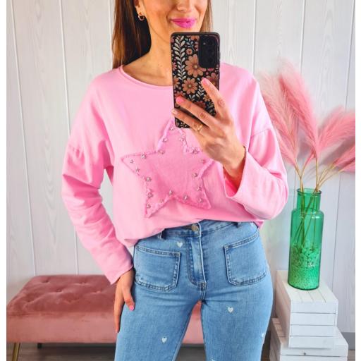 Sudadera Rosa Estrella Tachas [3]