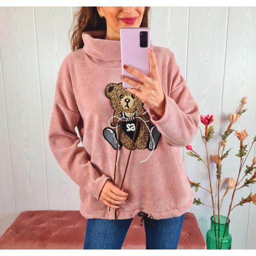 Sudadera Rosa Oso