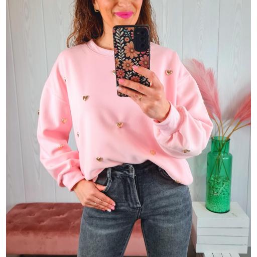 Sudadera Rosa Tachas [0]