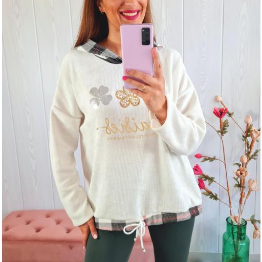 Sudadera Trébol Blanca