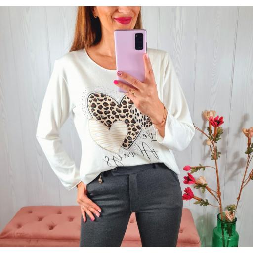 Suéter Blanco Corazón Print [3]