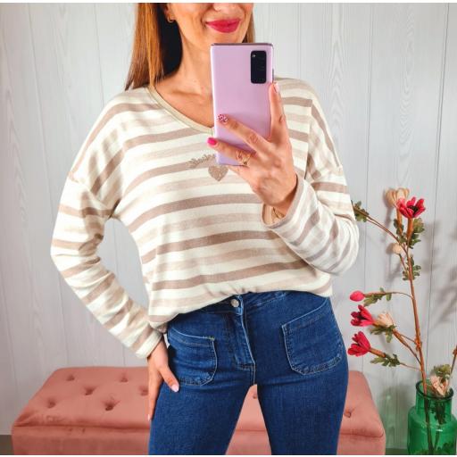 Suéter Rayas Beige