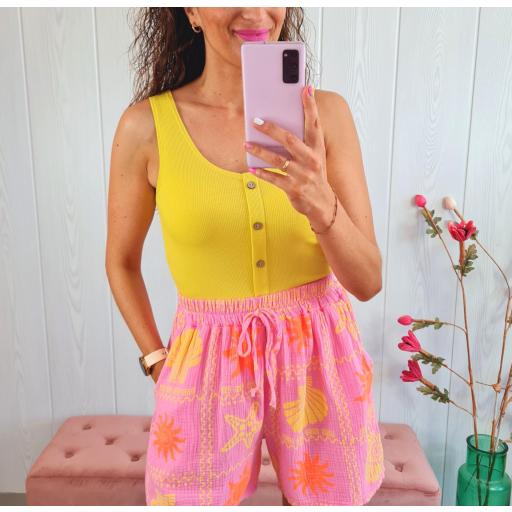 Top Amarillo Botones