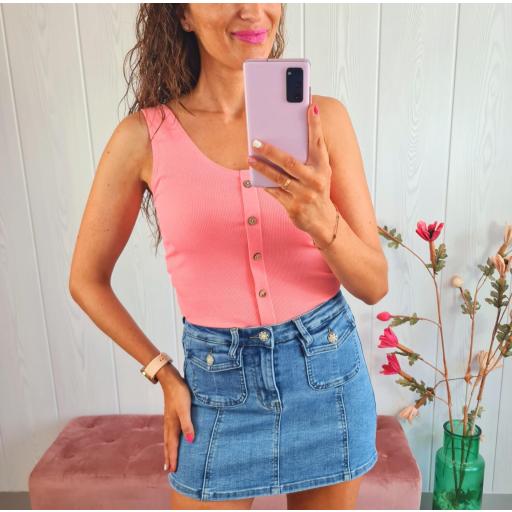 Top Rosa Botones