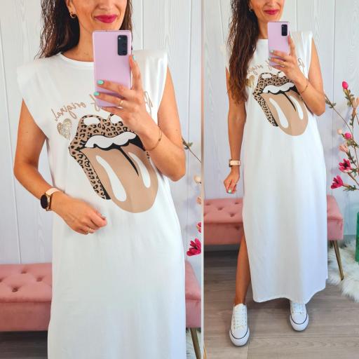 Vestido Hombreras Blanco [0]