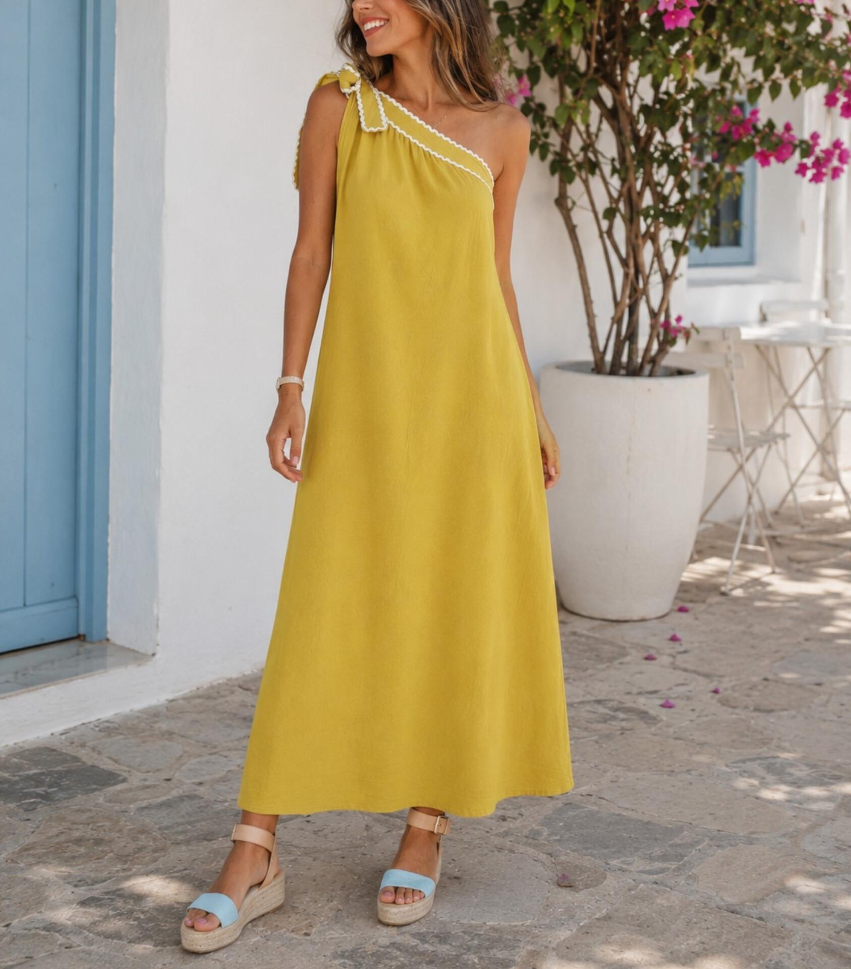 Vestido Asimétrico Mostaza