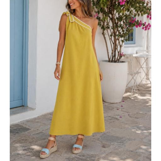 Vestido Asimétrico Mostaza