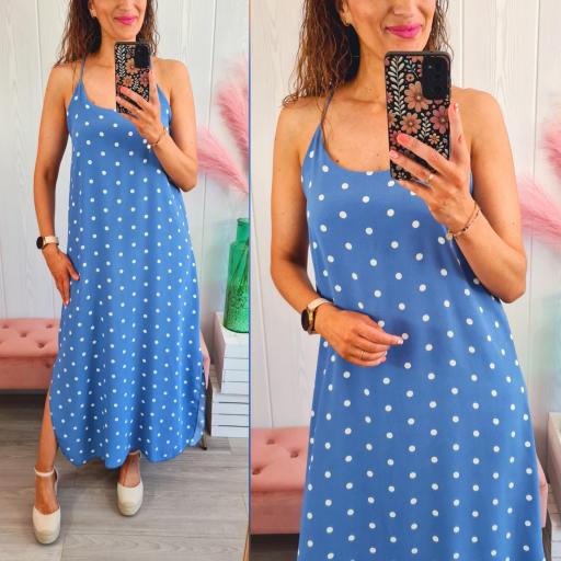 Vestido Azul Lunares