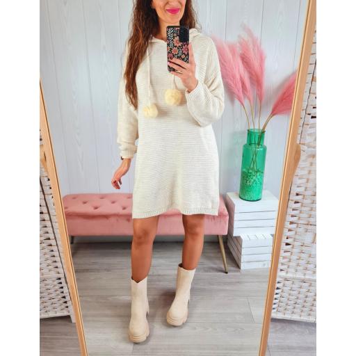 Vestido Beige Pompones [1]