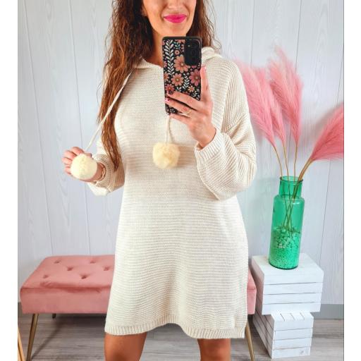 Vestido Beige Pompones [2]