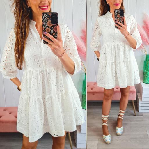 Vestido Blanco Perforado [0]
