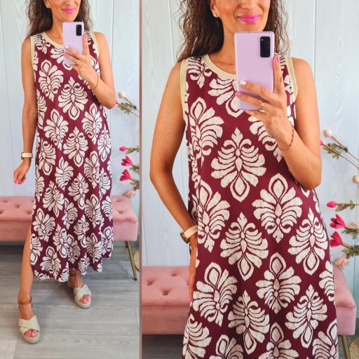 Vestido Burdeos Estampado