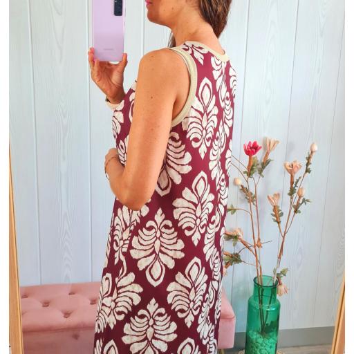 Vestido Burdeos Estampado [1]