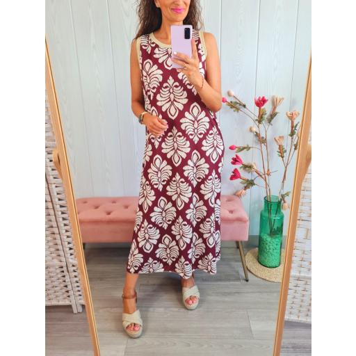 Vestido Burdeos Estampado [2]