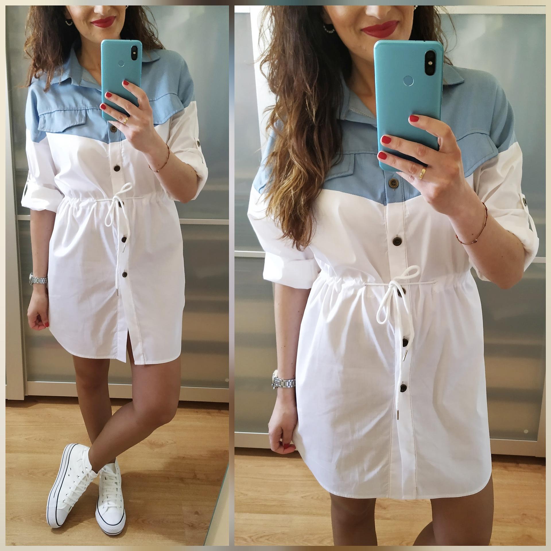 Vestido Camisero Bicolor