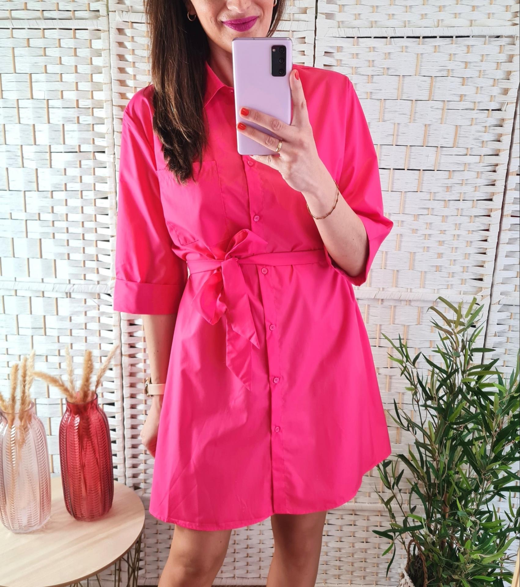 Vestido camisero rosa de cuadros – Folkah