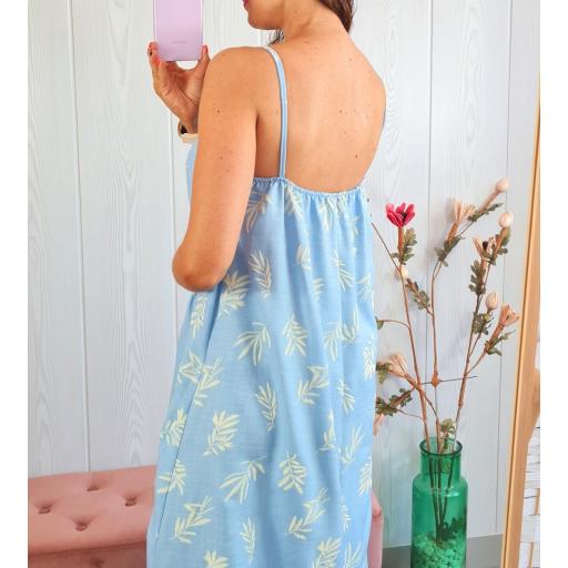 Vestido Celeste Hojas [1]