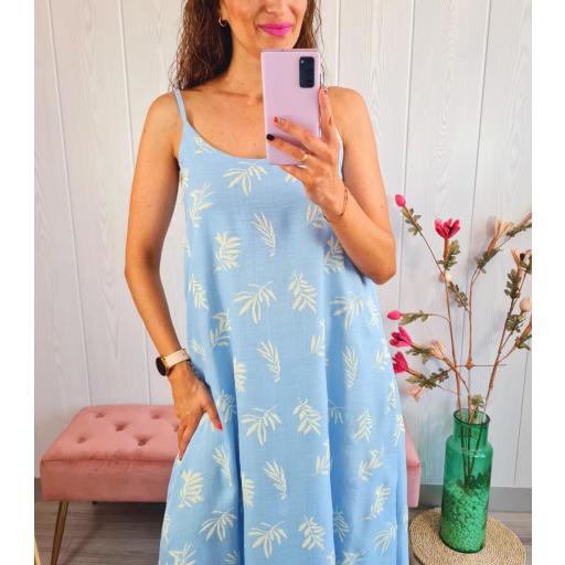 Vestido Celeste Hojas [2]