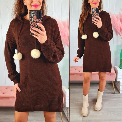 Vestido Chocolate Pompones [0]
