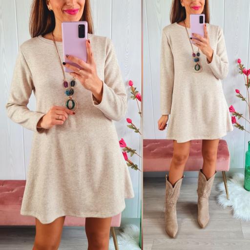 Vestido Evasé Beige