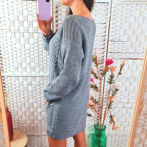 Vestido Gris Bolsillos [2]