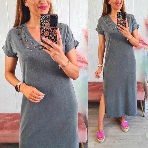 Vestido Gris Tachas [0]