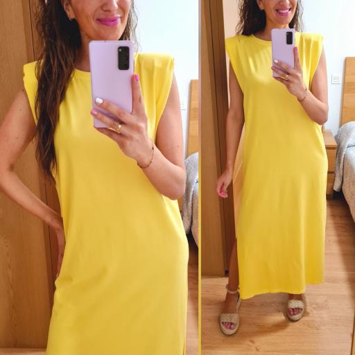 Vestido Hombreras Amarillo