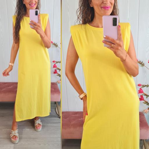 Vestido Hombreras Amarillo