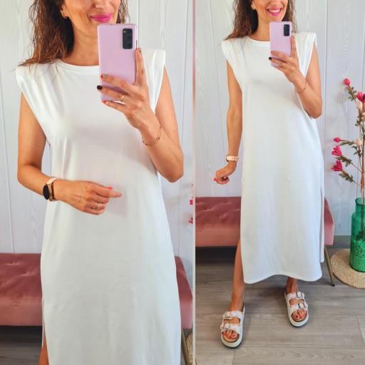 Vestido Hombreras Blanco