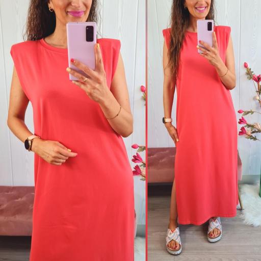 Vestido Hombreras Coral