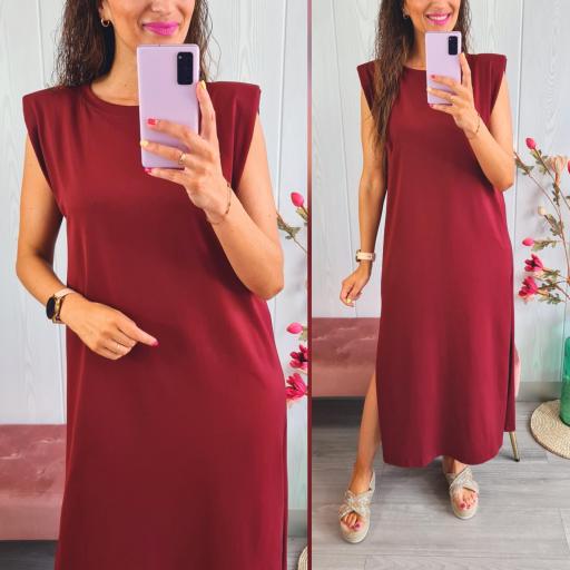 Vestido Hombreras Granate