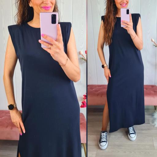 Vestido Hombreras Marino