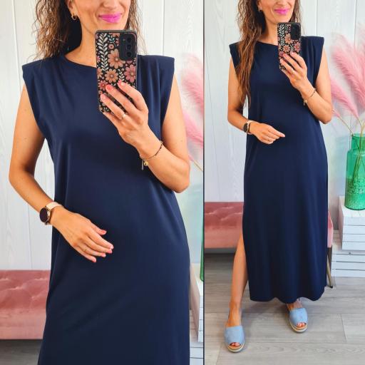 Vestido Hombreras Marino