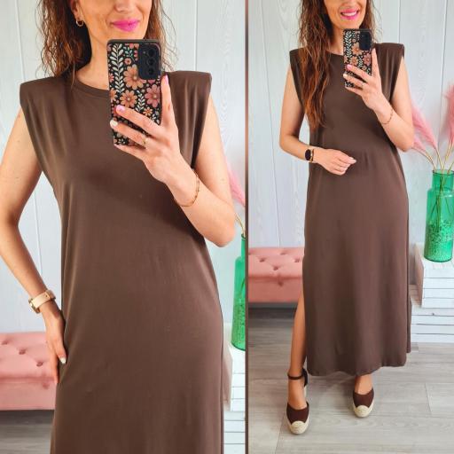 Vestido Hombreras Marrón [0]