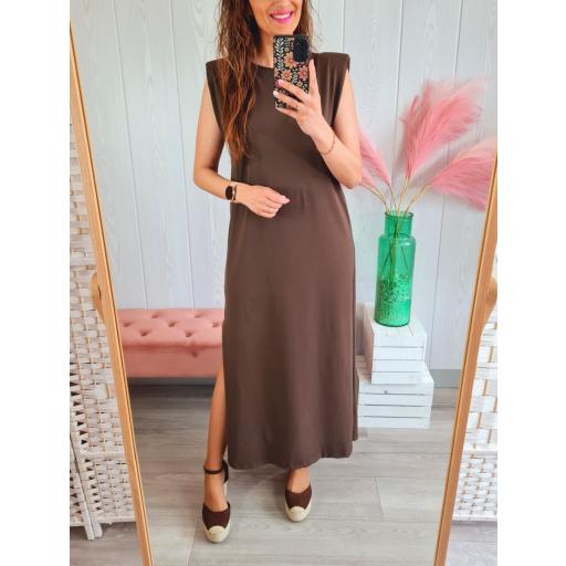 Vestido Hombreras Marrón [1]