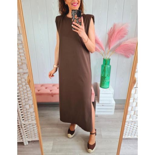 Vestido Hombreras Marrón [4]