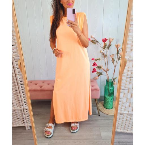Vestido Hombreras Naranja Flúor [3]