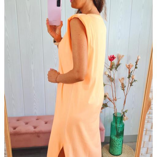 Vestido Hombreras Naranja Flúor [1]