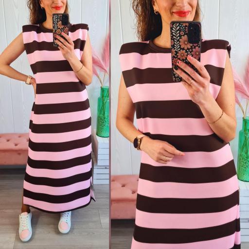 Vestido Hombreras Rayas [0]